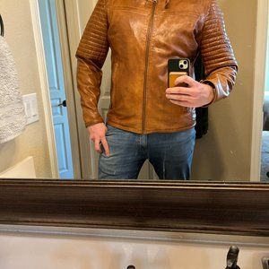 Black Rivet Premium Leather Lamb Skin Bomber Jacket XXL